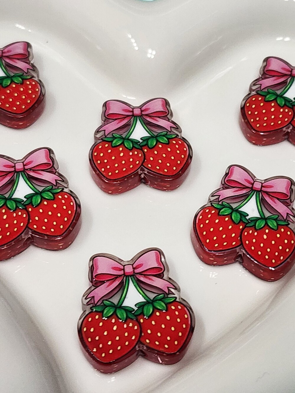 Strawberry Bow Beads 2 Pcs Focal Beads Beaded Pen Jewelry Making Crafts Charms